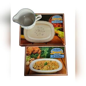 Vintage Covington Avondale Serving Set Platter & Baker NIB Gravy Boat NWOB